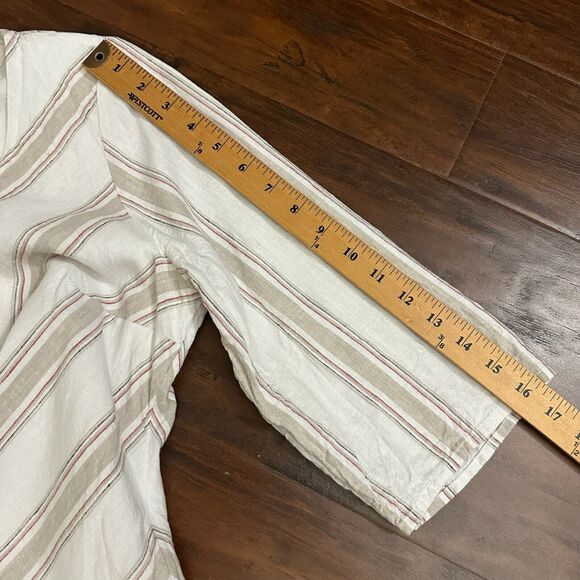 SOFT SURROUNDINGS Equinox Linen Blend Shift Dress in Stripes Ivory/Tan - Picture 12 of 12